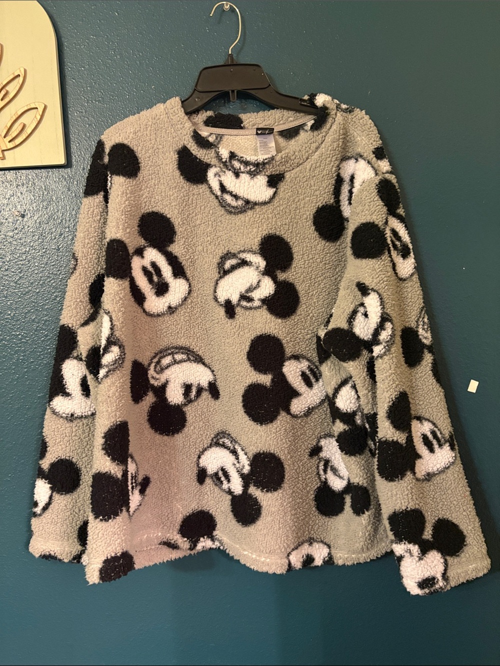 Cozy Mickey Mouse Fleece Pullover Sweater - Gray/Black